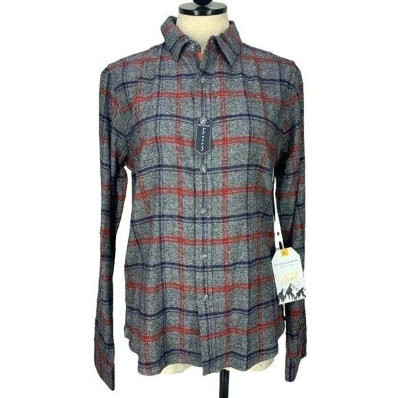 Hudson and Barrow Men's Gray Grindle‎ Window Flannel Button Up Shirt Medium - Picture 1 of 8